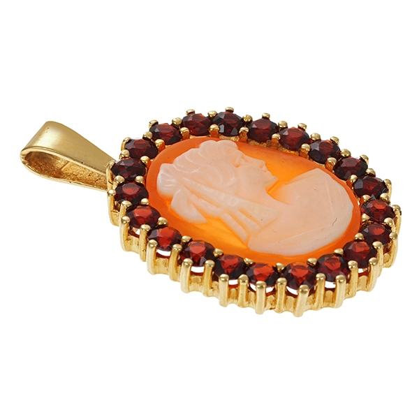 Anhänger, 18K, Gelbgold, Granate, Gemme