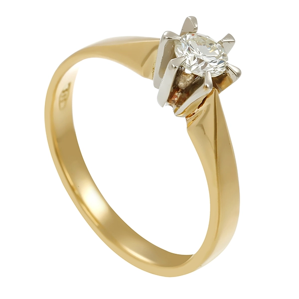 Diamantring, 14K, Gelb-/Weißgold, Brillant 0,23 ct
