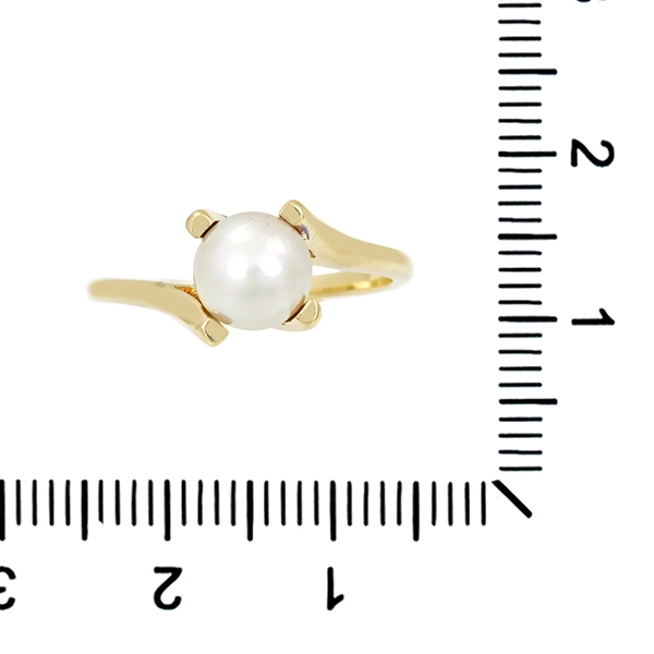 Ring, 14K, Gelbgold, Perle