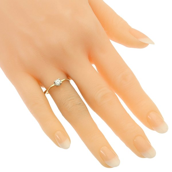 Diamantring, 14K, Gelb-/Weißgold, Brillant 0,18 ct