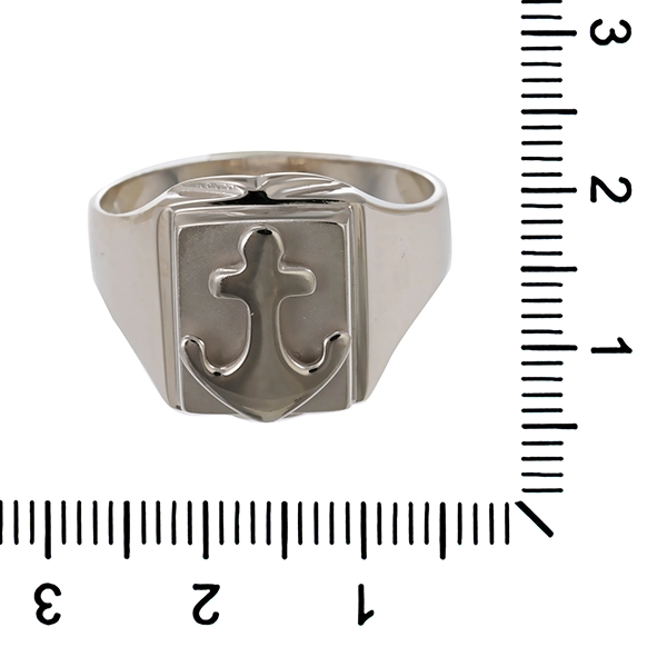 Herrenring, 14K, Weißgold, Anker