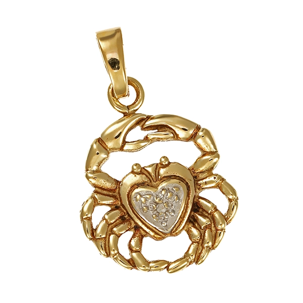 Anhänger, 14K, Gelb-/Weißgold, Diamant