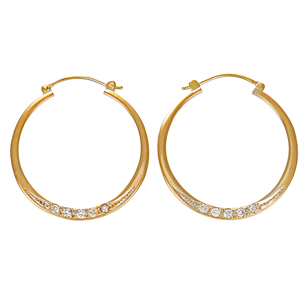 Creolen, 14K, Gelbgold, Brillanten