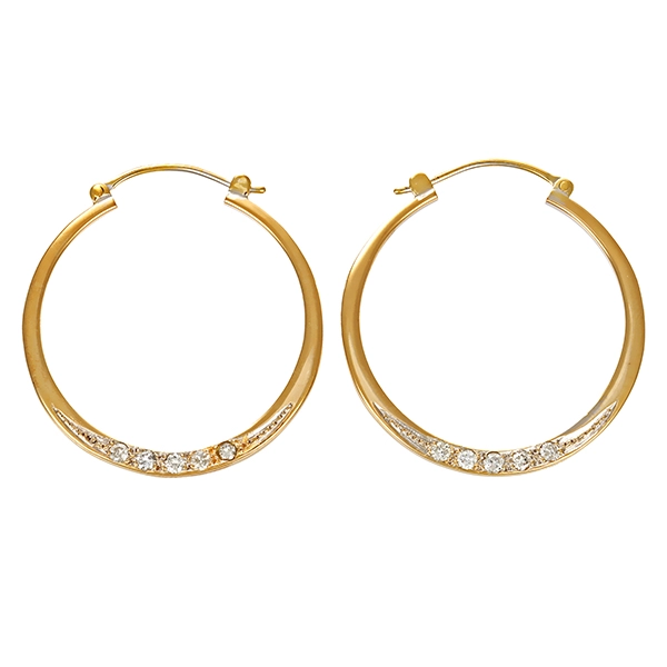 Creolen, 14K, Gelbgold, Brillanten