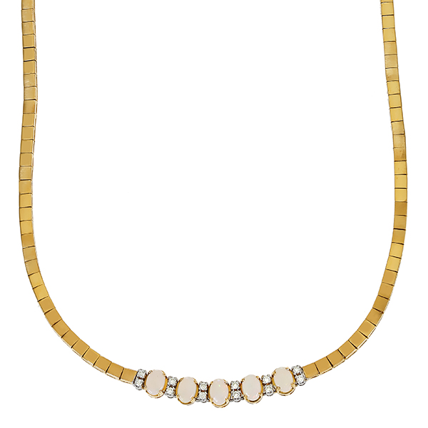 Collier, 18K, Gelbgold, Opale, Brillant
