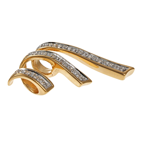 Anhänger, 14K, Gelb-/Weißgold, Diamanten