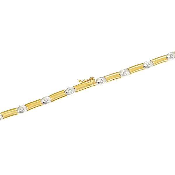 Collier, 14K, Gelb-/Weißgold, Zirkonia, Saphir
