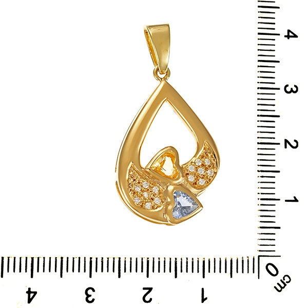 Anhänger, 14K, Gelbgold, Brillant, Saphir