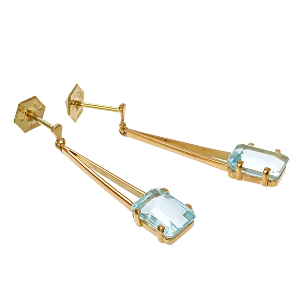Ohrringe, 14K, Gelbgold, Aquamarin