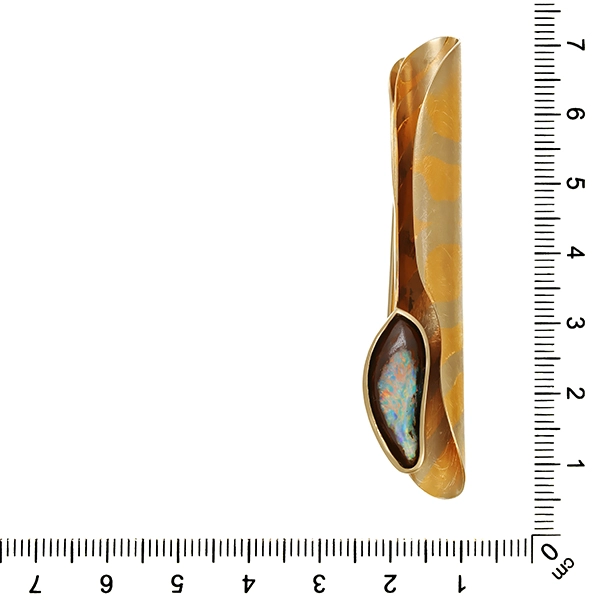 Brosche, 18K, Gelb-/Weißgold, Opal