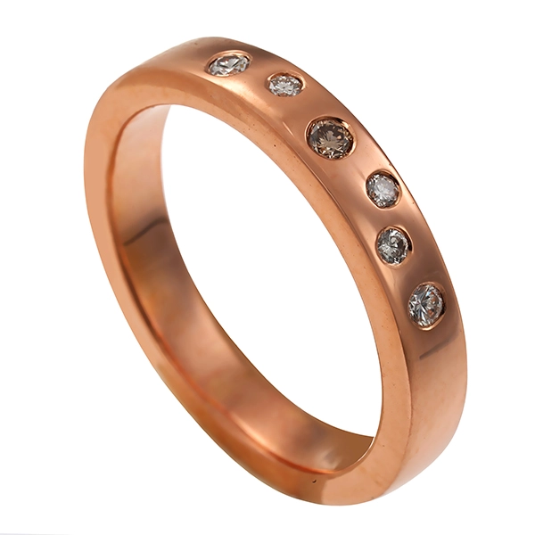 Diamantring, 14K, Rotgold, Brillanten