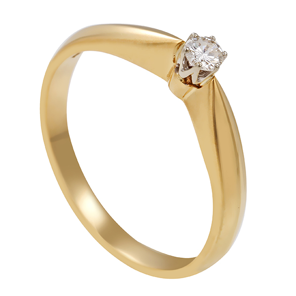 Diamantring, 14K, Gelb-/Weißgold, Brillant 0,12 ct