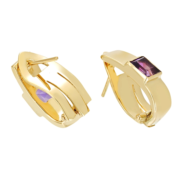 Clip-Stecker, 14K, Gelbgold, Amethyst