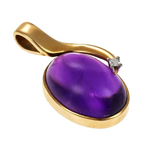 Anhänger, 14K, Gelbgold, Amethyst, Brillant