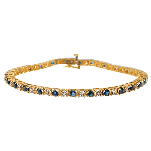 Armband, 14K, Gelb-/Weißgold, Saphire, Diamanten