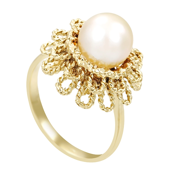 Ring, 14K, Gelbgold, Perle