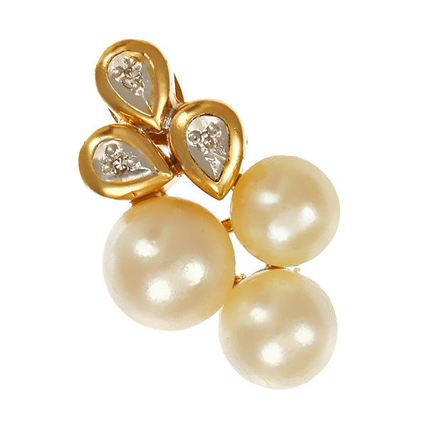 Anhänger, 18K, Gelbgold, Zuchtperlen, Diamanten 