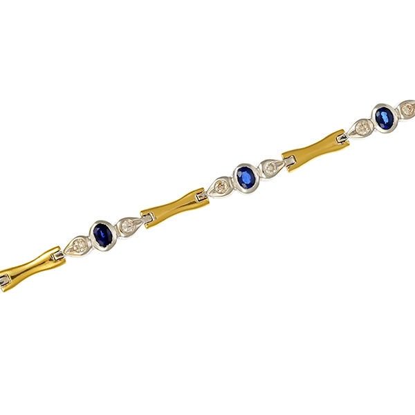 Armband, 18K, Gelb-/Weißgold, Saphir, Brillanten