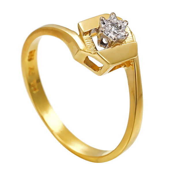Diamantring, 14K, Gelbgold, Diamant