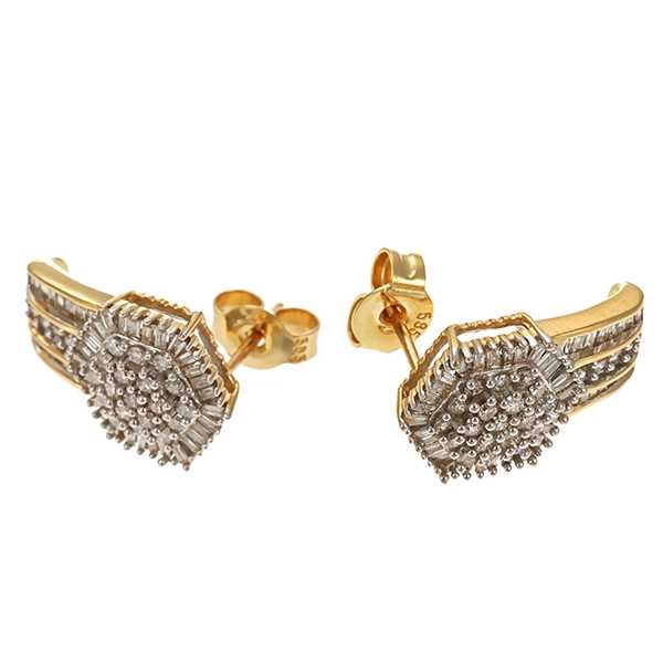 Ohrstecker, 14K, Gelb-/Weißgold, Brillanten, Diamanten