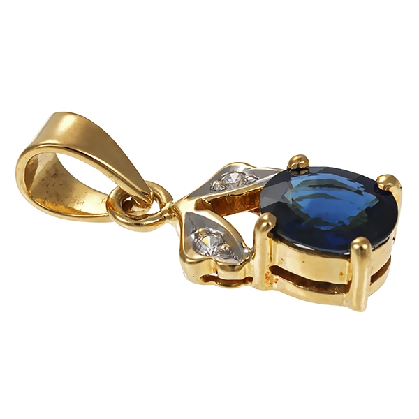 Anhänger, 14K, Gelbgold, Brillanten, Saphir