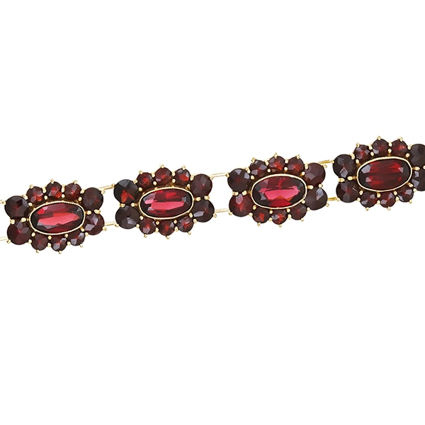 Armband, 8K, Gelbgold, Granat