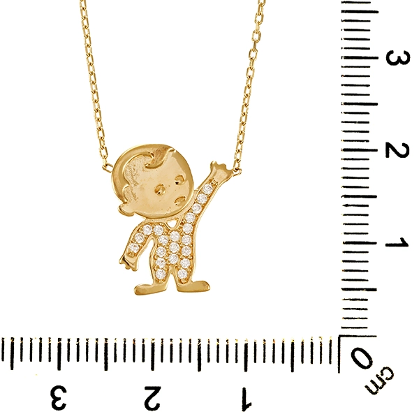 Collier, 14K, Gelbgold, Zirkonia, Baby