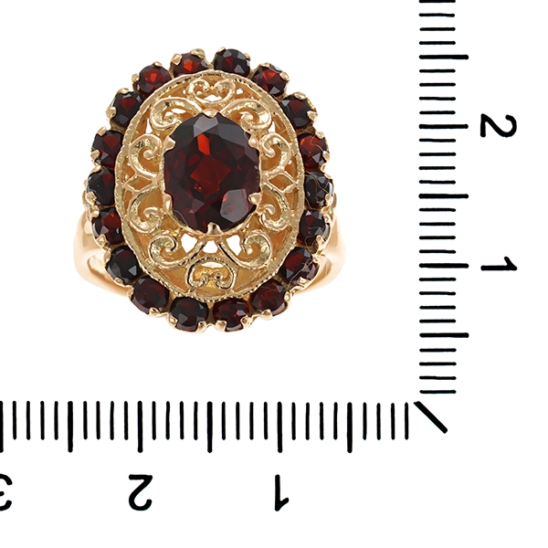 Ring, 14K, Gelbgold, Granat