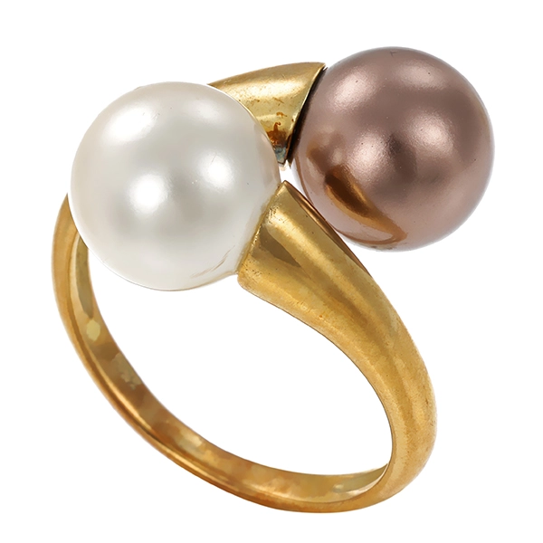 Ring, 8K, Gelbgold, synth. Perle