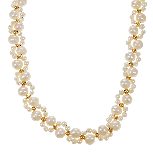 Perlenkette, 14K, Gelbgold, Perlen