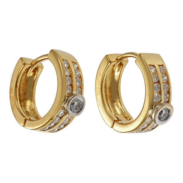 Creolen, 18K, Gelbgold, Brillanten