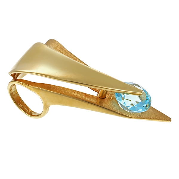 Anhänger, 14K, Gelbgold, Topas blau