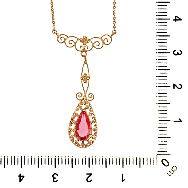 Collier, 8K, Gelbgold, Schmuckstein