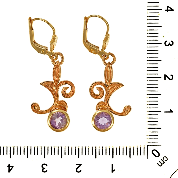 Ohrhänger, 14K, Gelbgold, Amethyst