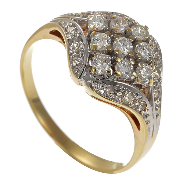 Diamantring, 14K, Gelb-/Weißgold, Diamanten, Brillanten