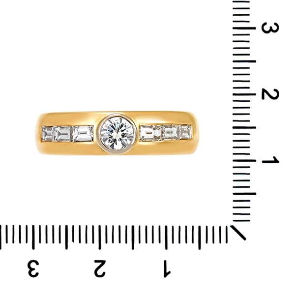 Diamantring, 18K, Gelb-/Weißgold, Brillant 0,46ct, Diamanten, 0,88ct
