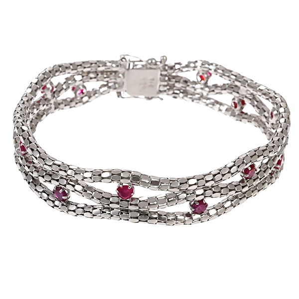 Armband, 14K, Weißgold, Rubine