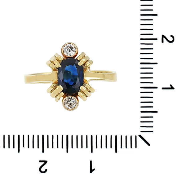 Ring, 14K, Gelbgold, Saphir, Brillanten