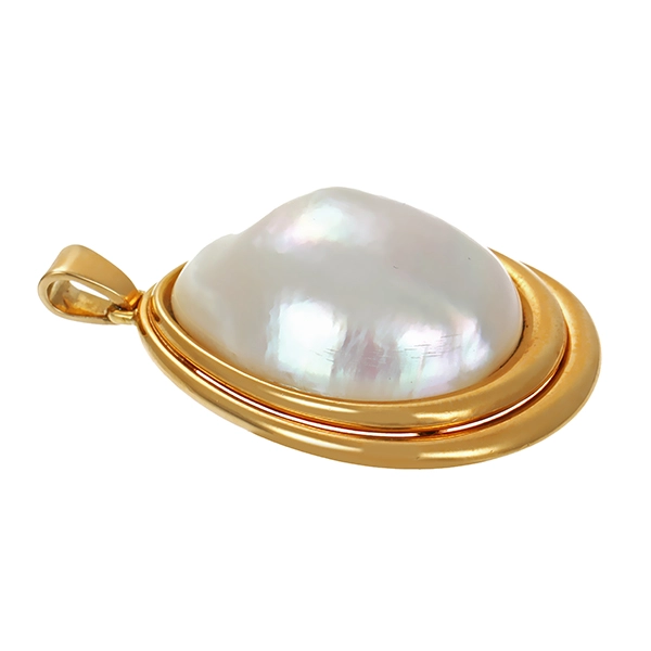 Anhänger, 18K, Gelbgold, Mabe-Perle