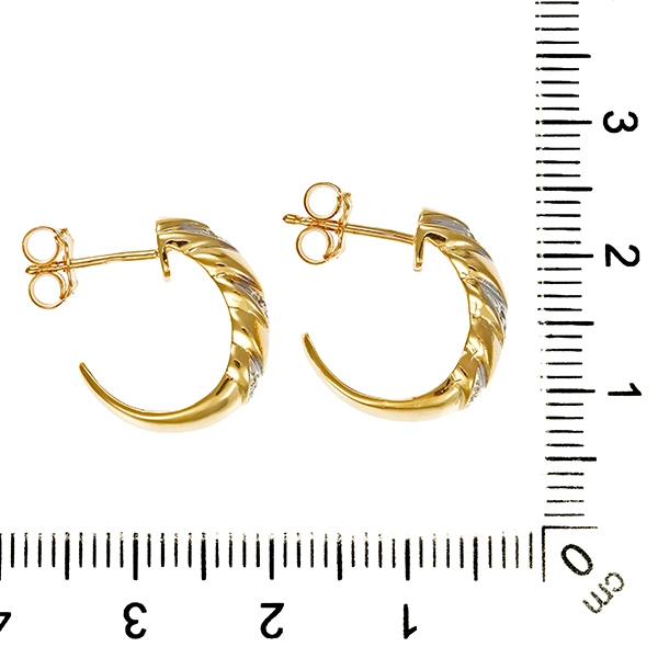 Steckcreolen, 14K, Gelb-/Weißgold, Diamanten