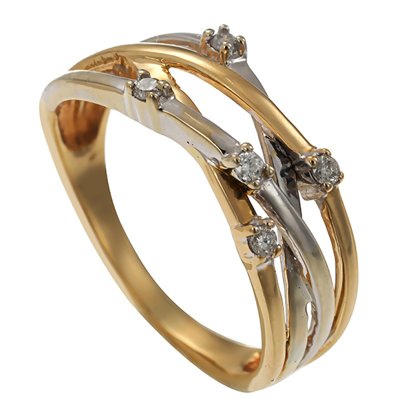 Diamantring, 14K, Gelb-/Weißgold, Brillant