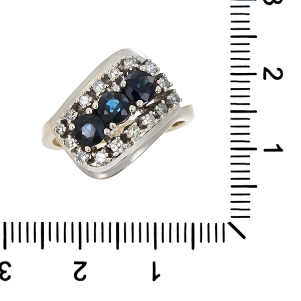 Ring, 14K, Weißgold, Brillant, Saphir