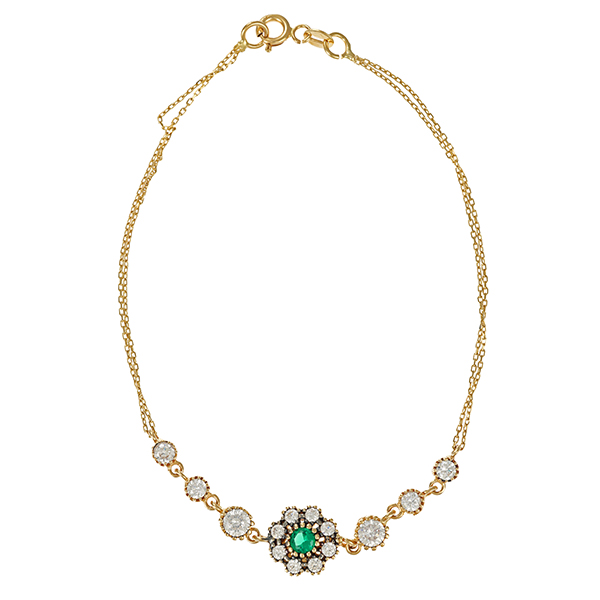Armband, 14K, Gelbgold, Schmuckstein, Zirkonia