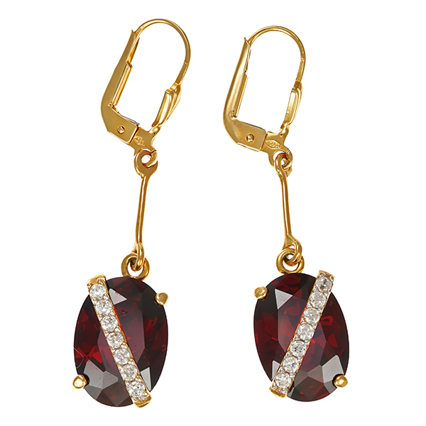 Ohrhänger, 14K, Gelbgold, Granat, Zirkonia