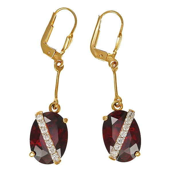 Ohrhänger, 14K, Gelbgold, Granat, Zirkonia