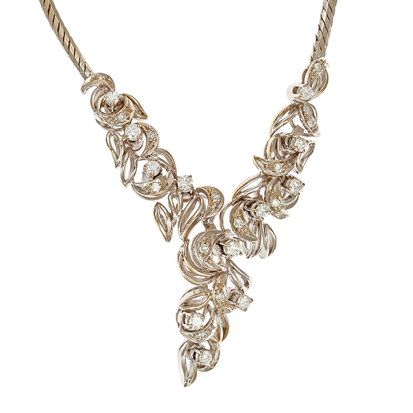 Collier, 18K, Weißgold, Brillanten, Diamanten