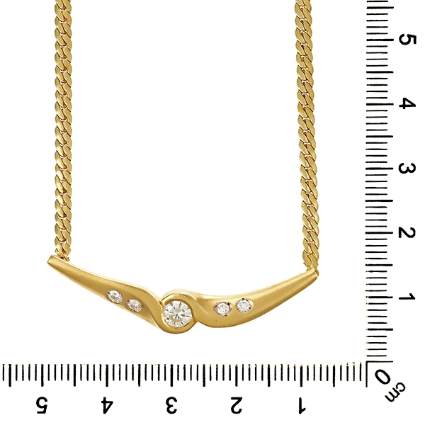 Collier, 14K, Gelbgold, Brillanten