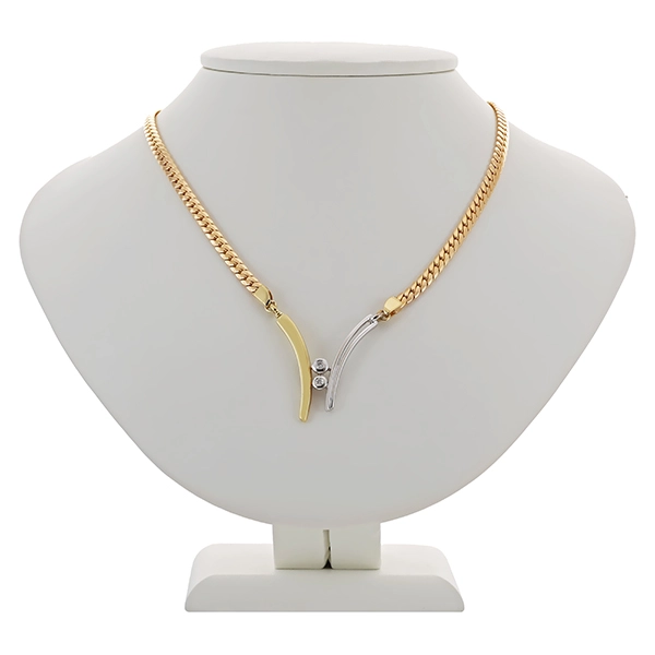 Collier, 14K, Gelb-/Weißgold, Brillanten
