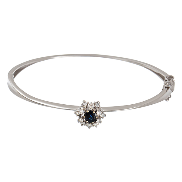 Armreif, 14K, Weißgold, Saphir, Brillanten