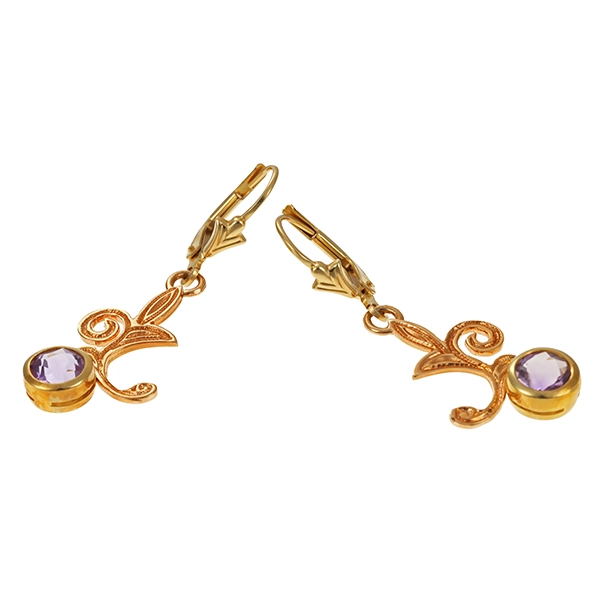 Ohrhänger, 14K, Gelbgold, Amethyst